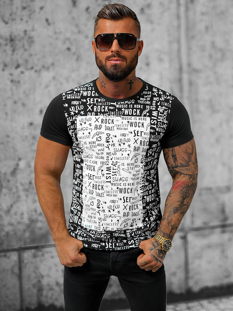 Camiseta de hombre negra OZONEE O/T122/3Z