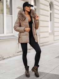 Chaqueta de mujer beige OZONEE JS/16M9206/62