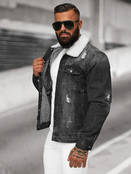 Chaqueta vaquera de hombre sherpa negra OZONEE NB/MJ502NZ