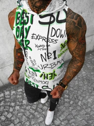 Camiseta sin mangas de hombre blanco-verde OZONEE O/BL303Z