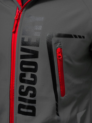 Chaqueta softshell de hombre gris-rojo OZONEE JS/HH025/2BZ