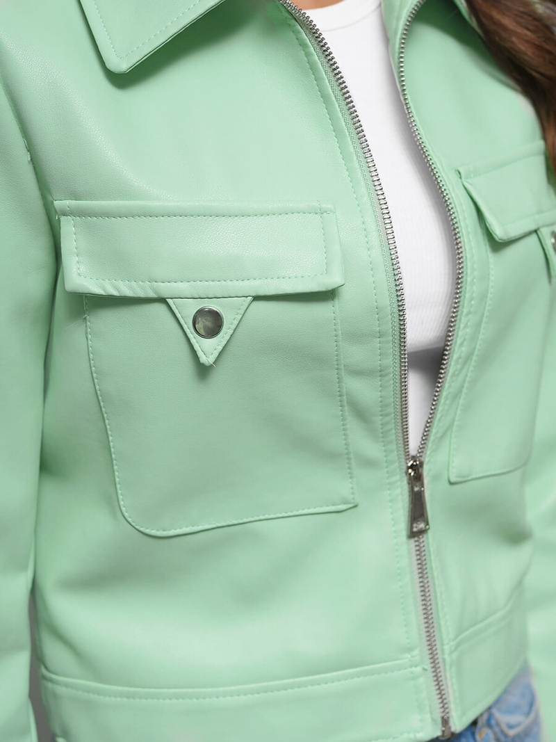 Chaqueta de cuero para mujer menta OZONEE O/G117