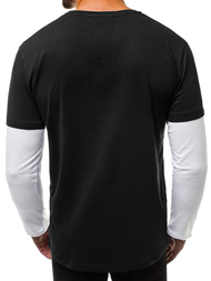 Camiseta de manga larga de hombre negro OZONEE O/1292Z 