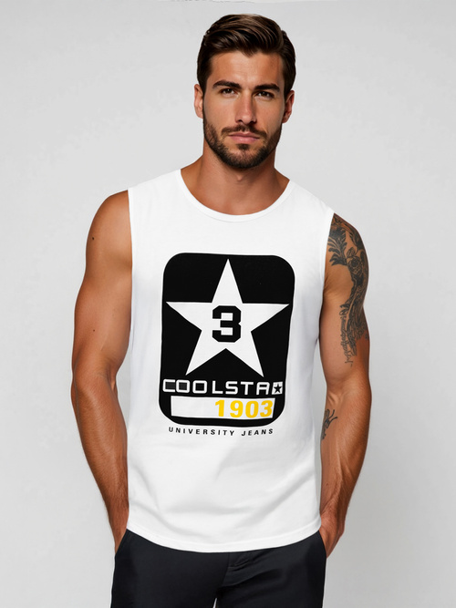 Camiseta sin mangas de hombre blanca OZONEE JS/8B1719/1