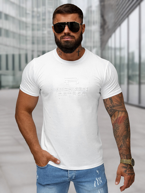 Camiseta de hombre blanco OZONEE O/QQ1389