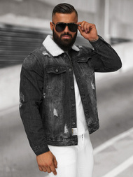 Chaqueta vaquera de hombre sherpa negra OZONEE NB/MJ502NZ