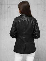Chaqueta de cuero para mujer negra OZONEE JS/11Z8121Z
