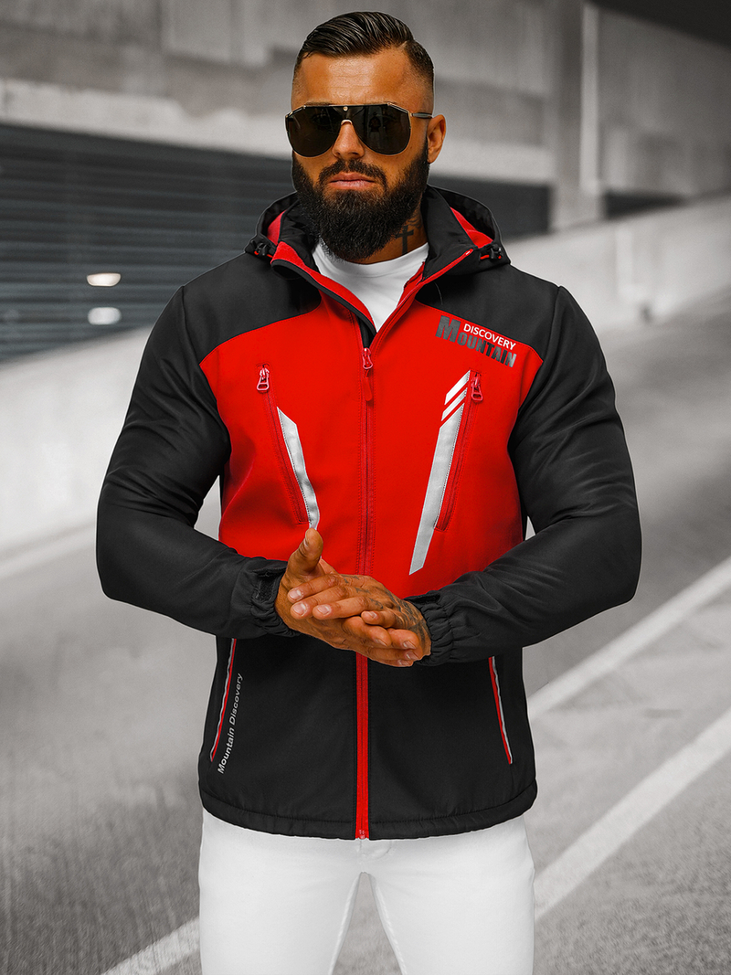 Chaqueta softshell de hombre negra-roja OZONEE JS/HH022/1C