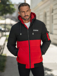 Chaqueta de invierno de hombre negra-roja OZONEE JS/31M5083/270