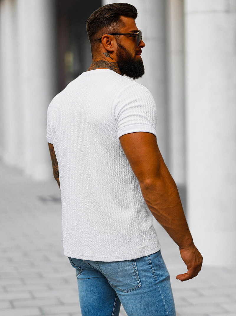 Camiseta de hombre blanco OZONEE O/7766T