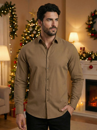Camisa de hombre marrón OZONEE V/V187Z