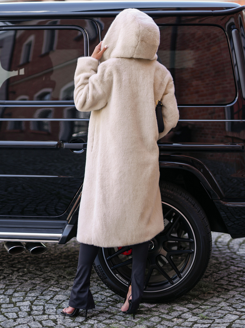 Chaqueta de invierno de piel para mujer beige OZONEE JS/11Z8250