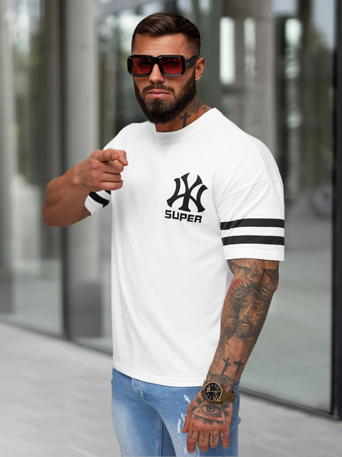 Camiseta de hombre blanco OZONEE JS/8B1372/1