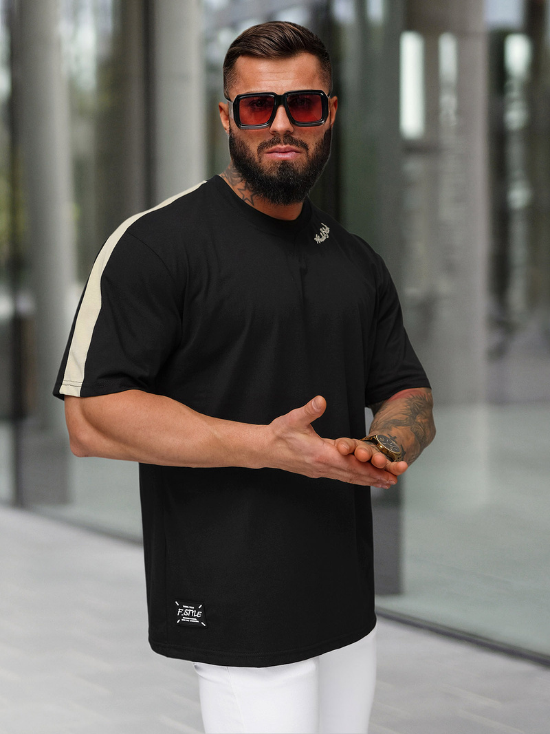 Camiseta de hombre negras OZONEE O/QQ1195