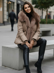 Chaqueta de mujer beige oscuro OZONEE O/16M9179/84