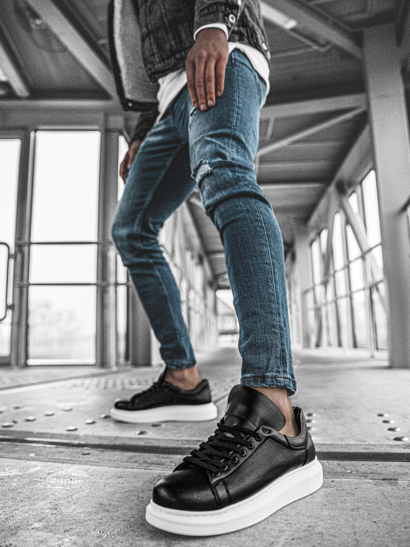 Sneakers de hombre negro-blancos OZONEE CH/257