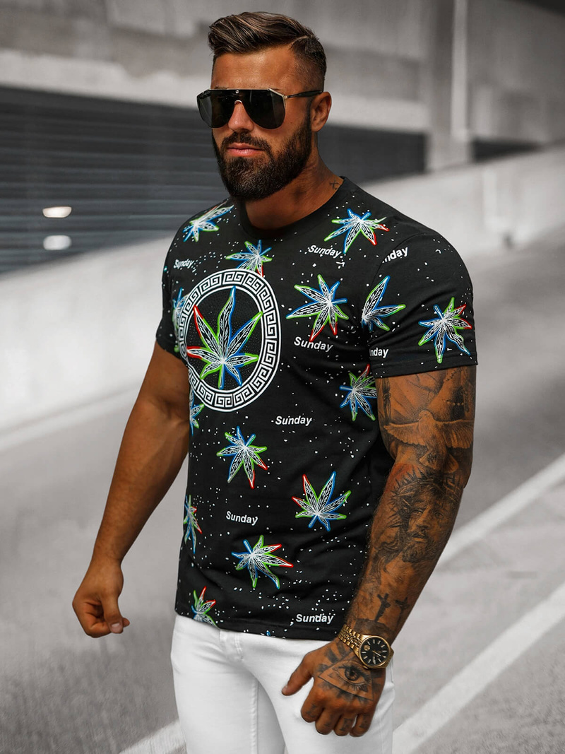 Camiseta de hombre negra OZONEE O/T136/3