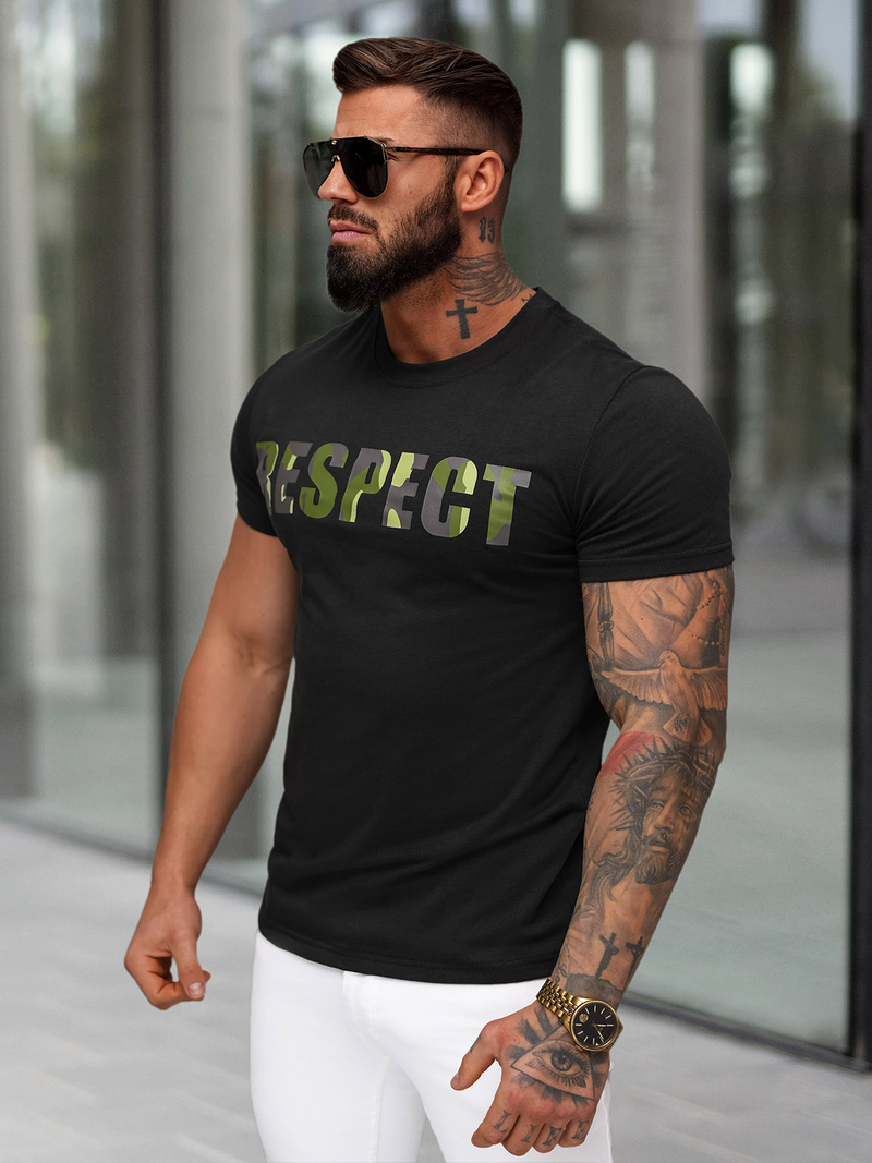 Camiseta de hombre negra OZONEE JS/8B1393/3