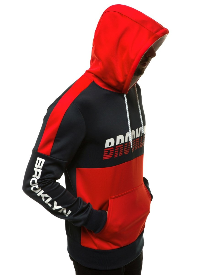 Sudadera de hombre azul marino-rojo OZONEE JS/DD20127