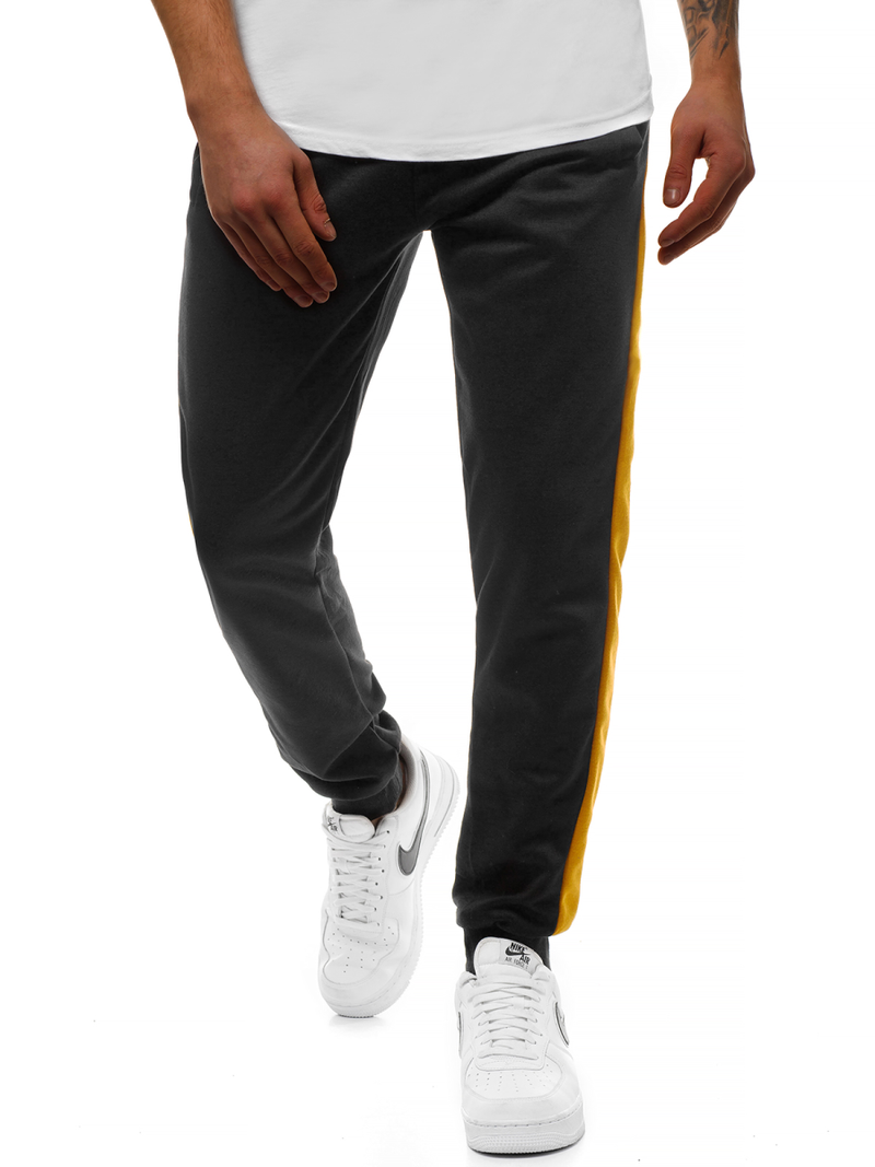 Pantalón de chándal de hombre negro amarillo OZONEE JS/JZ11003