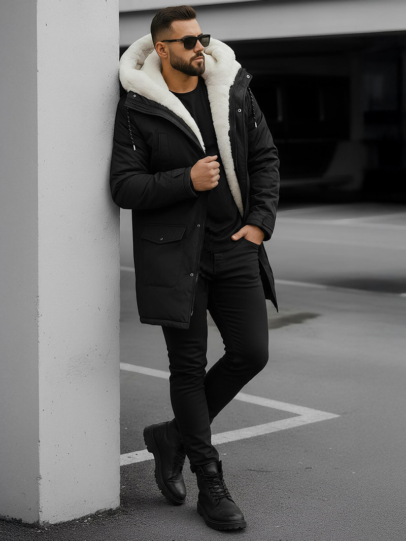 Chaqueta de invierno de hombre negra OZONEE JS/5M120/392Z