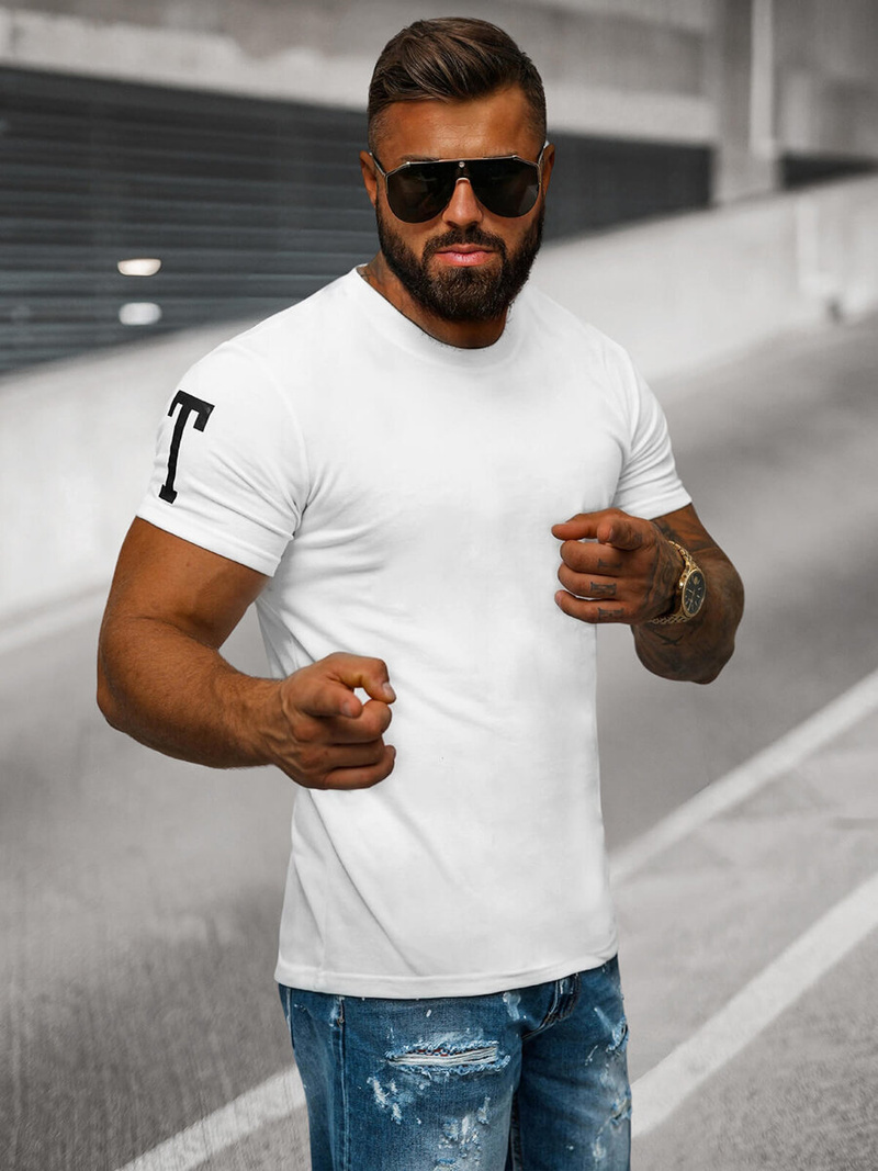 Camiseta de hombre blanca OZONEE O/8T1260/1