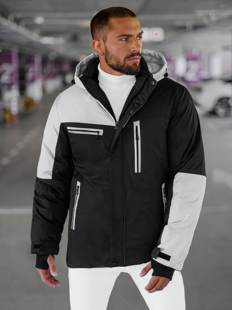 Chaqueta de hombre negro-gris OZONEE JS/91M9903/92