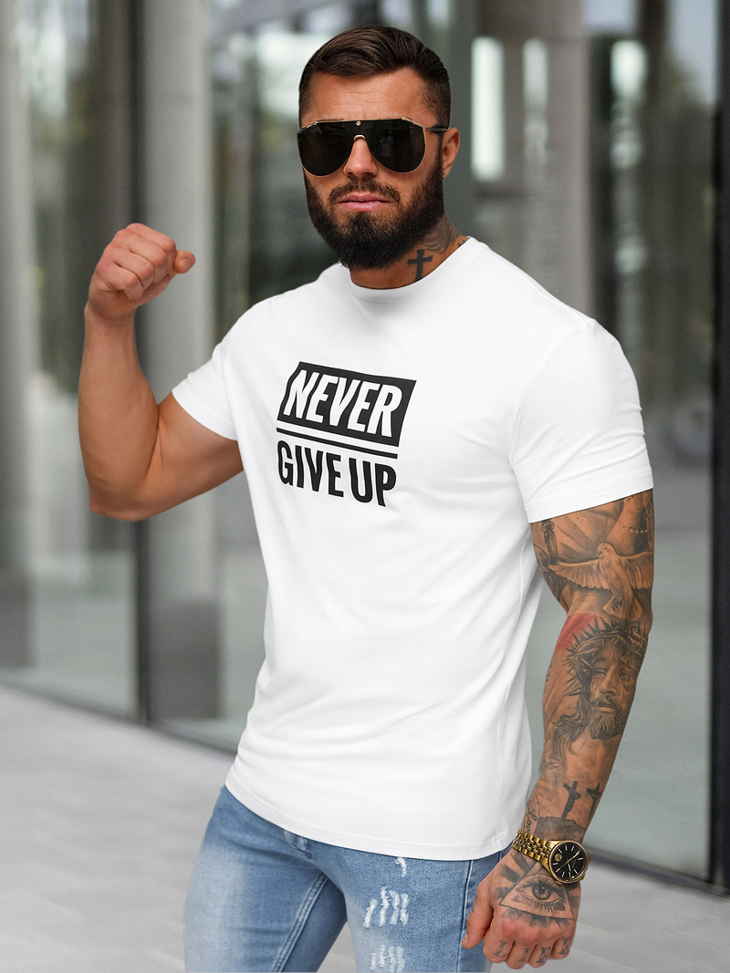 Camiseta de hombre blanco OZONEE NB/MT3133