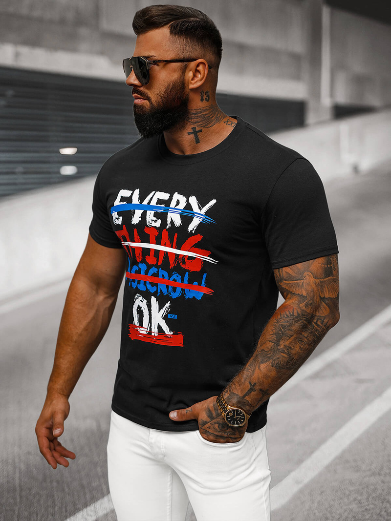 Camiseta de hombre negra OZONEE O/8T1266/3