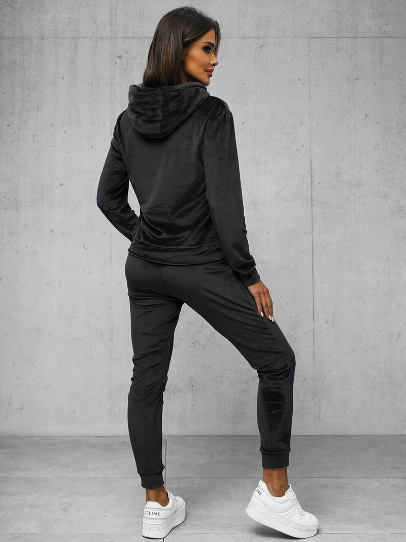 Chándal velour de mujer de negro OZONEE JS/8C1176/3Z