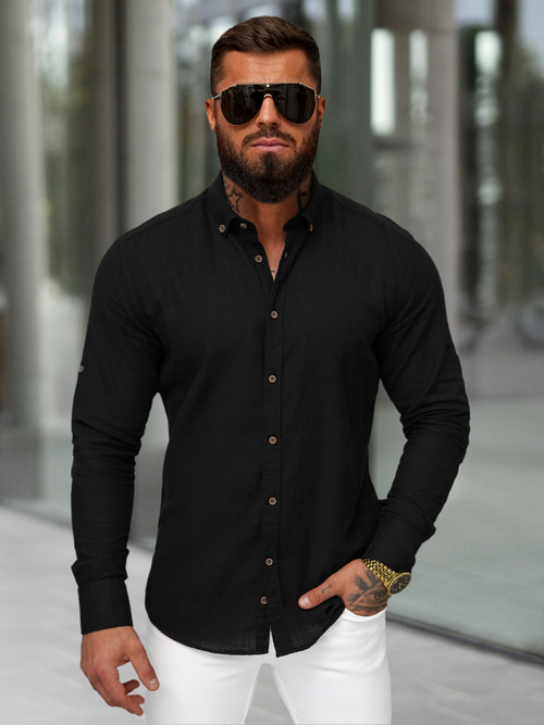Camisa de hombre negra OZONEE O/V144