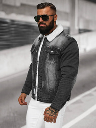Chaqueta vaquera de hombre sherpa negra OZONEE NB/MJ513N