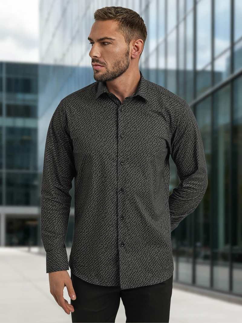 Camisa de hombre negra OZONEE V/V184
