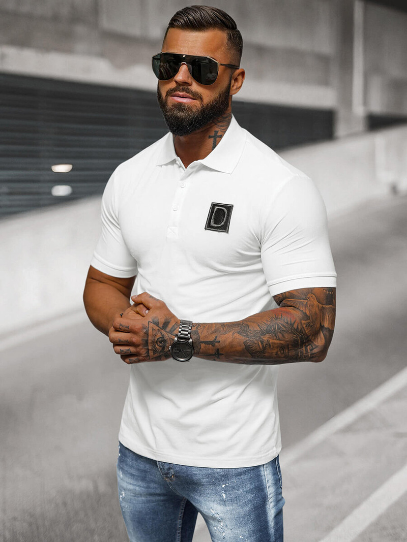 Polo de hombre blanca OZONEE NB/MT3105
