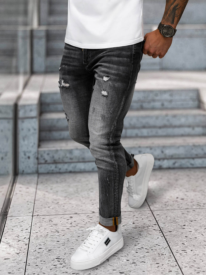 Vaqueros de hombre negras OZONEE NB/MP0169G