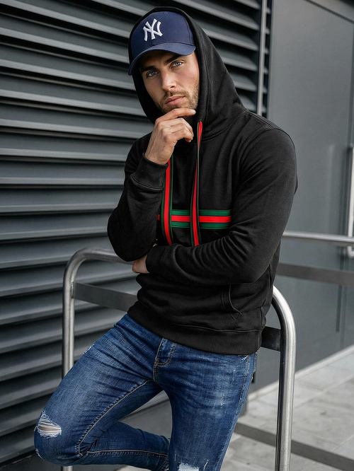 Sudadera de hombre negra OZONEE JS/8B1735/3Z