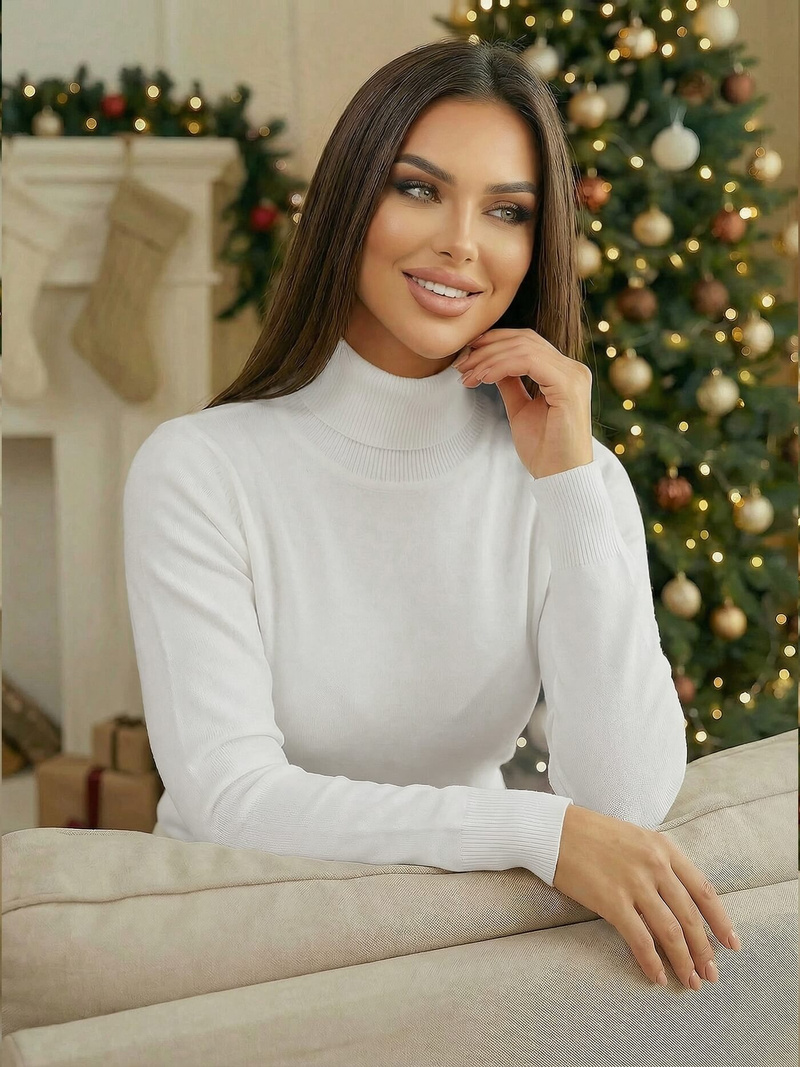 Suéter de mujer blanco OZONEE JS/8009/8Z