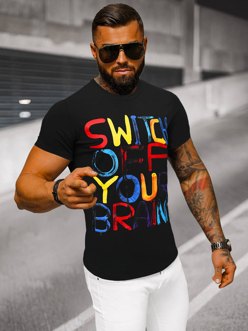 Camiseta de hombre negra OZONEE O/T125/3Z