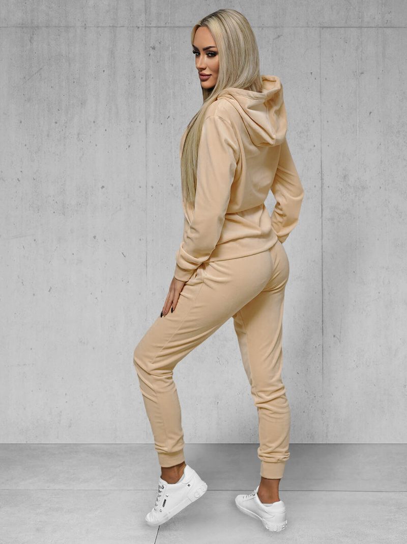 Chándal velour de mujer de beige claro OZONEE JS/8C1176/159