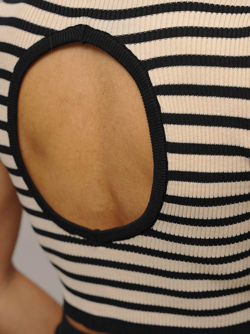 Conjunto de mujer negro/beige - top y falda OZONEE O/JK262