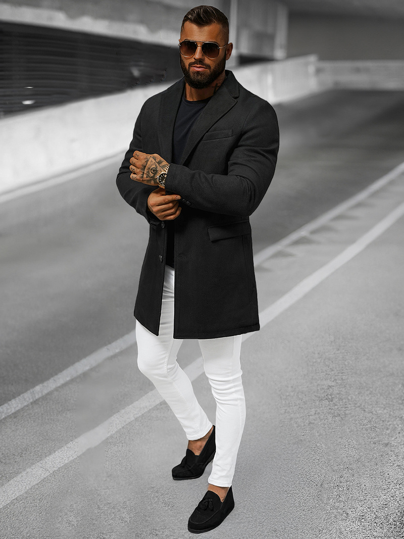 Abrigo de hombre negro OZONEE JB/1047Z