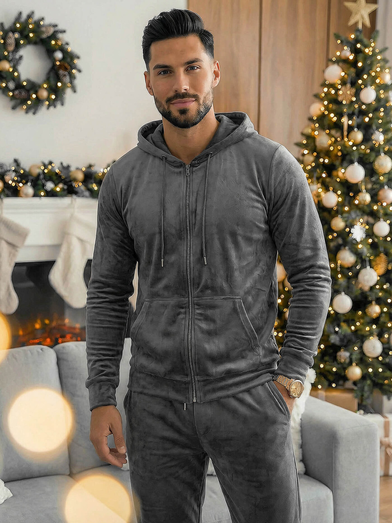 Chándal velour de hombre grafito OZONEE JS/8C1169/6Z