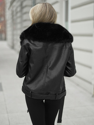 Chaqueta de cuero para mujer negra OZONEE JS/61M8507/392AZ