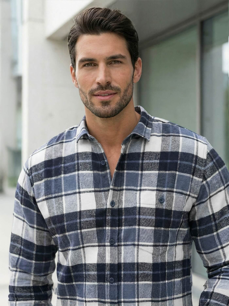 Camisa de hombre azul marino OZONEE V/V175Z