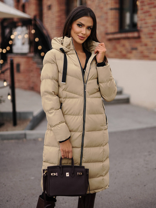 Chaqueta de mujer beige OZONEE JS/M736/62Z