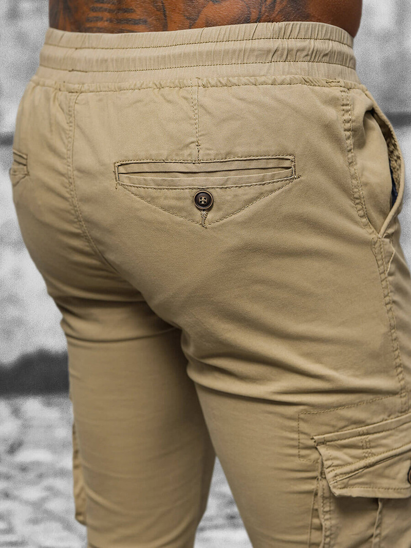 Pantalón chino jogger de hombre beige OZONEE NB/MP0201K