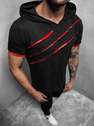 Camiseta de hombre negro-roja OZONEE A/1185Z