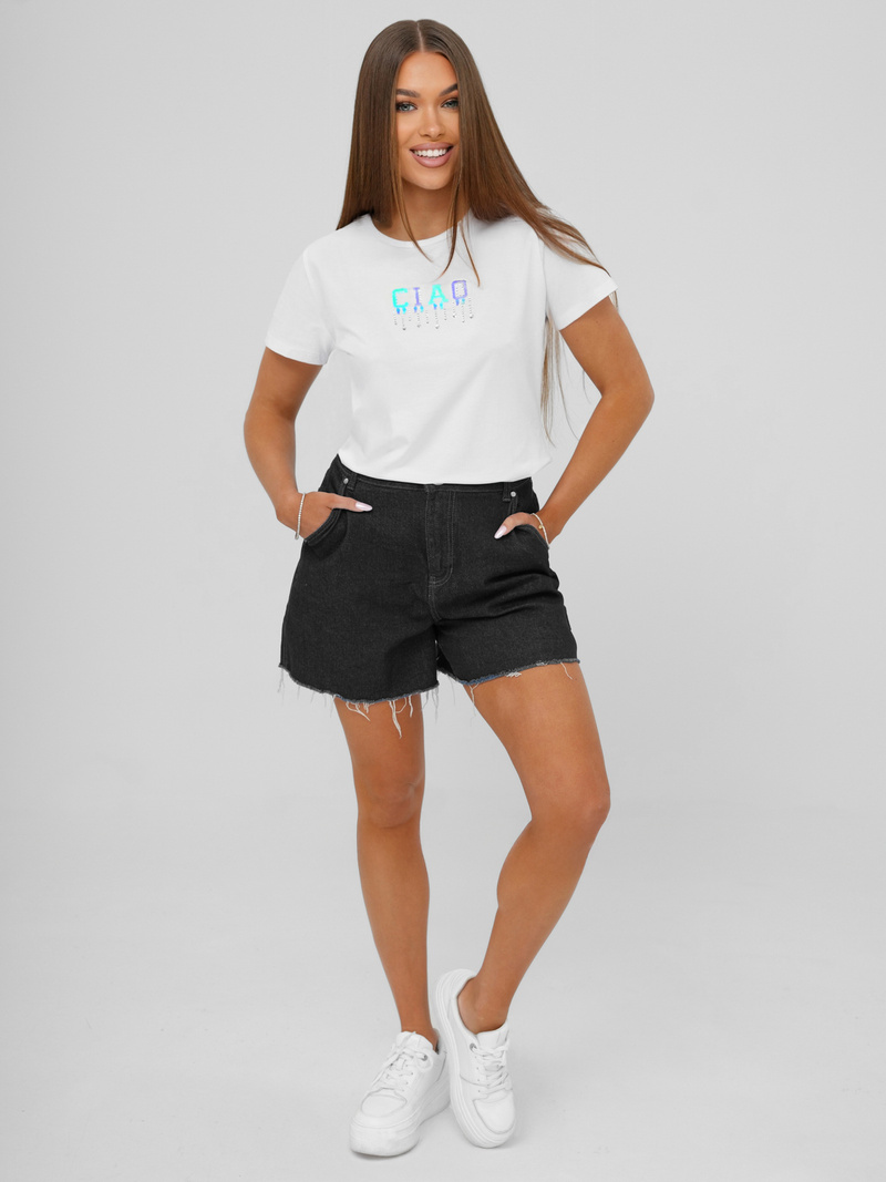 Camiseta de mujer blanco-menta OZONEE JS/RJ77542