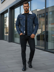 Chaqueta vaquera de hombre sherpa azul marino OZONEE NB/MJ517BSZ