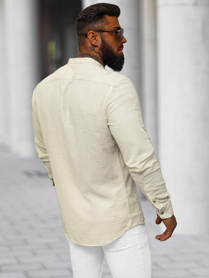 Camisa de hombre beige OZONEE O/V117
